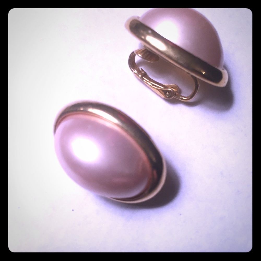Pink and gold clip earrings